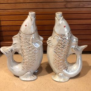 Vintage ceramic koi fish vase/ saki pitcher